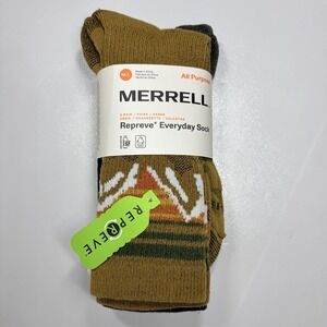 Merrell Repreve Everyday Crew Socks 3 Pair Mens M L Moisture Wicking New